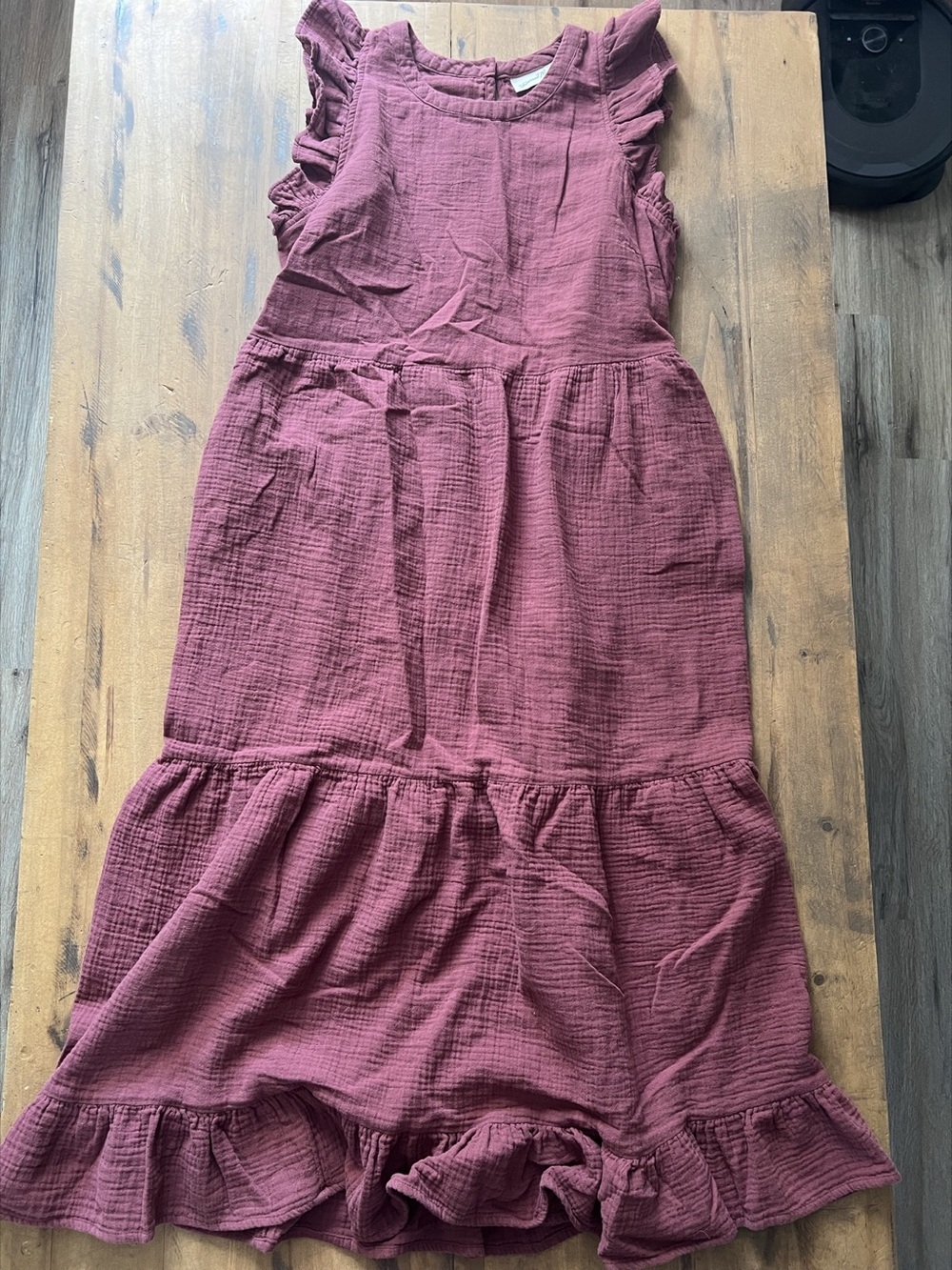 100% Cotton Ruffle Maxi Dress in Mauve Pink